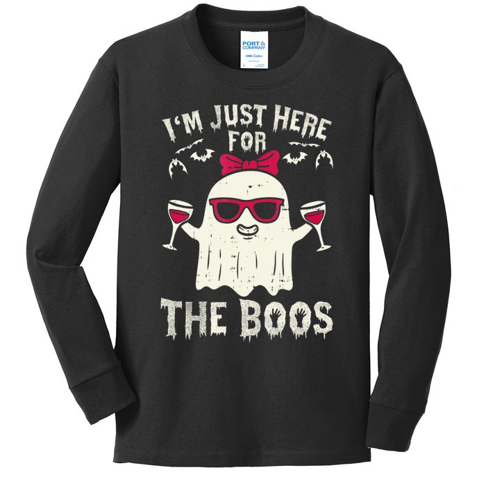 I'm Just Here For The Boos Halloween Costume Kids Long Sleeve Shirt