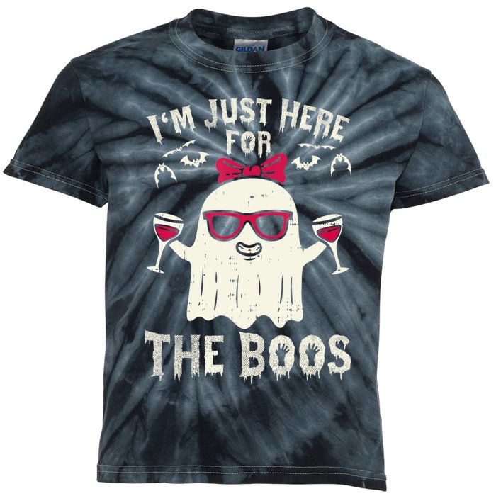 I'm Just Here For The Boos Halloween Costume Kids Tie-Dye T-Shirt