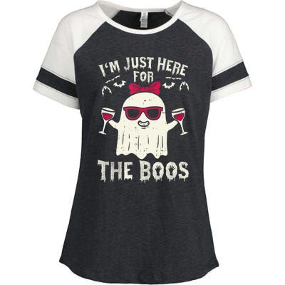 I'm Just Here For The Boos Halloween Costume Enza Ladies Jersey Colorblock Tee