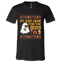 IM Just Here For The Boos Ghost Funny Halloween V-Neck T-Shirt