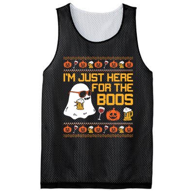 IM Just Here For The Boos Ghost Funny Halloween Mesh Reversible Basketball Jersey Tank