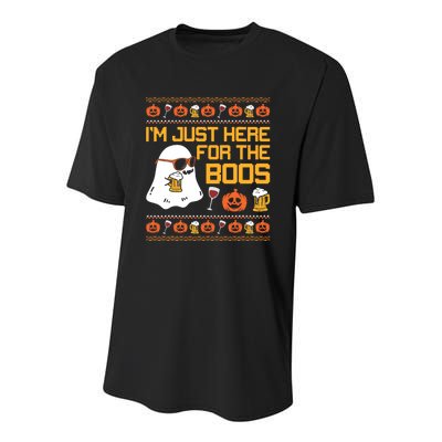 IM Just Here For The Boos Ghost Funny Halloween Youth Performance Sprint T-Shirt