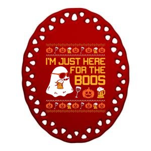 IM Just Here For The Boos Ghost Funny Halloween Ceramic Oval Ornament