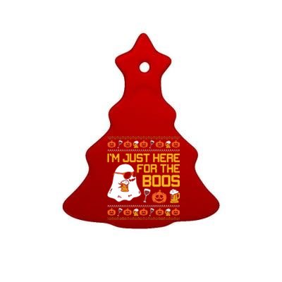 IM Just Here For The Boos Ghost Funny Halloween Ceramic Tree Ornament