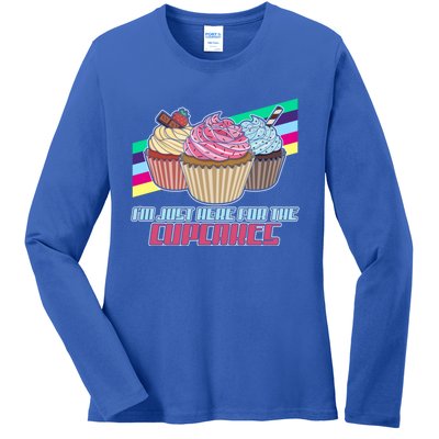 I’M Just Here For The Cupcakes Quote Pastry Baker Gift Ladies Long Sleeve Shirt