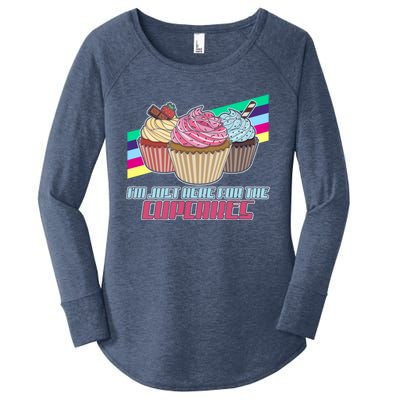 I’M Just Here For The Cupcakes Quote Pastry Baker Gift Women's Perfect Tri Tunic Long Sleeve Shirt