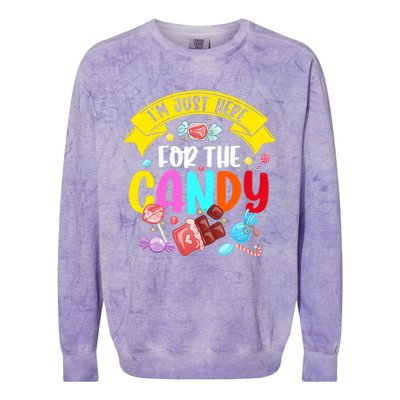 IM Just Here For The Candy Funny Halloween Food Humor Colorblast Crewneck Sweatshirt