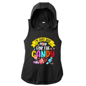 IM Just Here For The Candy Funny Halloween Food Humor Ladies PosiCharge Tri-Blend Wicking Draft Hoodie Tank