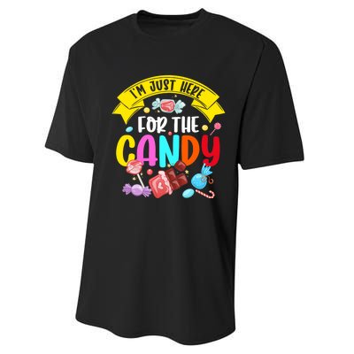 IM Just Here For The Candy Funny Halloween Food Humor Performance Sprint T-Shirt