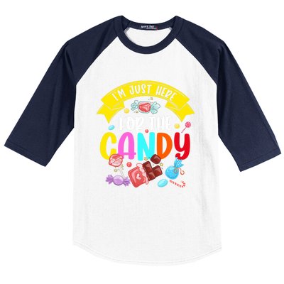 IM Just Here For The Candy Funny Halloween Food Humor Baseball Sleeve Shirt