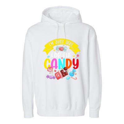 IM Just Here For The Candy Funny Halloween Food Humor Garment-Dyed Fleece Hoodie