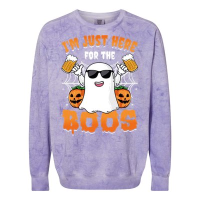 IM Just Here For The Boos Party Funny Halloween Ghost Cute Gift Colorblast Crewneck Sweatshirt