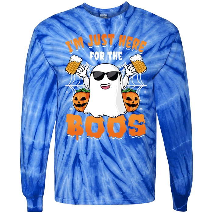 IM Just Here For The Boos Party Funny Halloween Ghost Cute Gift Tie-Dye Long Sleeve Shirt