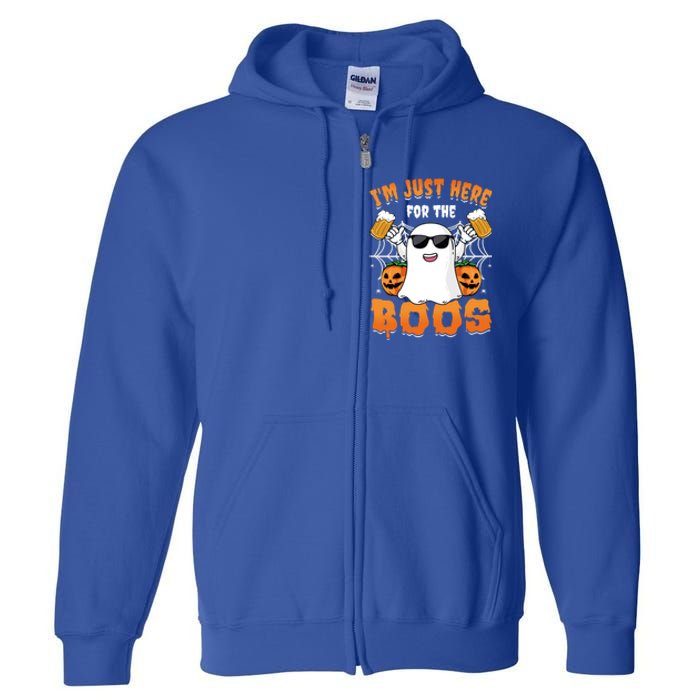 IM Just Here For The Boos Party Funny Halloween Ghost Cute Gift Full Zip Hoodie