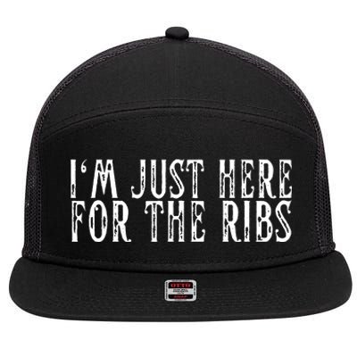 Im Just Here For The Ribs BBQ Grill Smoker Barbecue Chef 7 Panel Mesh Trucker Snapback Hat