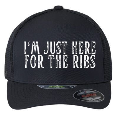 Im Just Here For The Ribs BBQ Grill Smoker Barbecue Chef Flexfit Unipanel Trucker Cap