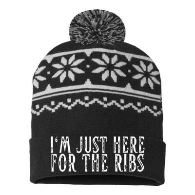 Im Just Here For The Ribs BBQ Grill Smoker Barbecue Chef USA-Made Snowflake Beanie