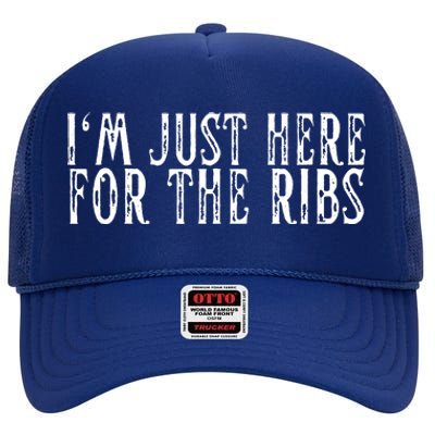 Im Just Here For The Ribs BBQ Grill Smoker Barbecue Chef High Crown Mesh Back Trucker Hat