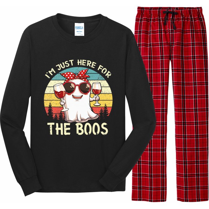 Im Just Here For The Boos Funny Halloween Long Sleeve Pajama Set