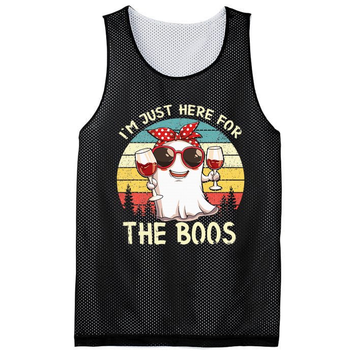 Im Just Here For The Boos Funny Halloween Mesh Reversible Basketball Jersey Tank