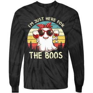 Im Just Here For The Boos Funny Halloween Tie-Dye Long Sleeve Shirt