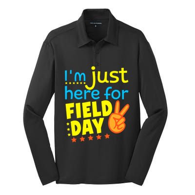 IM Just Here For Field Day 2024 For Teacher Field Day Great Gift Silk Touch Performance Long Sleeve Polo