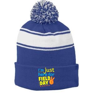 IM Just Here For Field Day 2024 For Teacher Field Day Great Gift Stripe Pom Pom Beanie