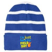 IM Just Here For Field Day 2024 For Teacher Field Day Great Gift Striped Beanie with Solid Band