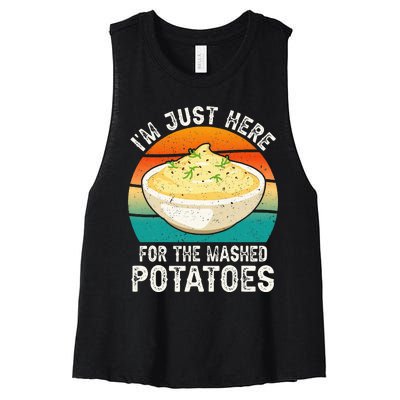 IM Just Here For The Mashed Potatoes Funny Gag Women's Racerback Cropped Tank