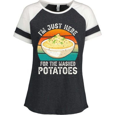 IM Just Here For The Mashed Potatoes Funny Gag Enza Ladies Jersey Colorblock Tee