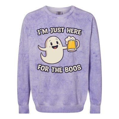 IM Just Here For The Boos Halloween Ghost Ing Beer Cool Gift Colorblast Crewneck Sweatshirt