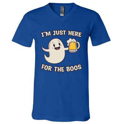 IM Just Here For The Boos Halloween Ghost Ing Beer Cool Gift V-Neck T-Shirt