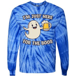 IM Just Here For The Boos Halloween Ghost Ing Beer Cool Gift Tie-Dye Long Sleeve Shirt