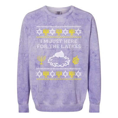 I'm Just Here For The Latkes Hannukah Channukah Jewish Funny Gift Cool Gift Colorblast Crewneck Sweatshirt