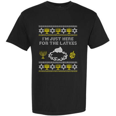 I'm Just Here For The Latkes Hannukah Channukah Jewish Funny Gift Cool Gift Garment-Dyed Heavyweight T-Shirt