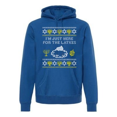 I'm Just Here For The Latkes Hannukah Channukah Jewish Funny Gift Cool Gift Premium Hoodie