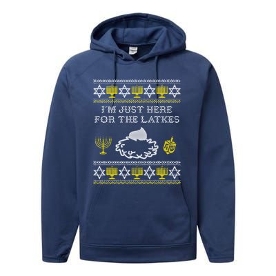 I'm Just Here For The Latkes Hannukah Channukah Jewish Funny Gift Cool Gift Performance Fleece Hoodie