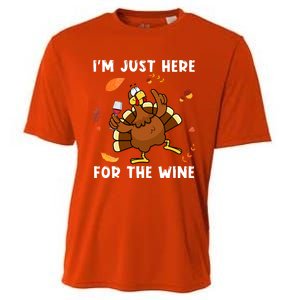 Im Just Here For The Wine Turkey Funny Thanksgiving Great Gift Cooling Performance Crew T-Shirt