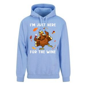 Im Just Here For The Wine Turkey Funny Thanksgiving Great Gift Unisex Surf Hoodie