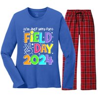 IM Just Here For Field Day 2024 For Teacher Field Day Gift Women's Long Sleeve Flannel Pajama Set 