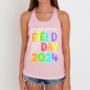 IM Just Here For Field Day 2024 For Teacher Field Day Gift Women's Knotted Racerback Tank