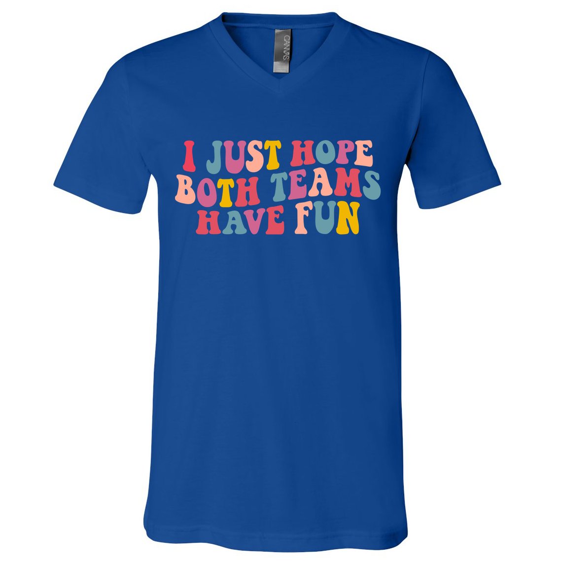I Just Hope Both Teams Have Fun Groovy Football Gift V-Neck T-Shirt
