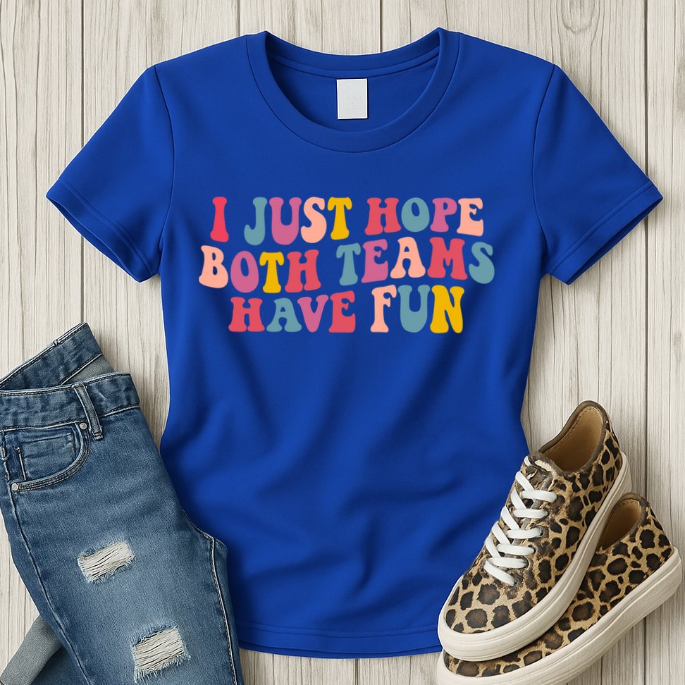 I Just Hope Both Teams Have Fun Groovy Football Gift Womens T-Shirt