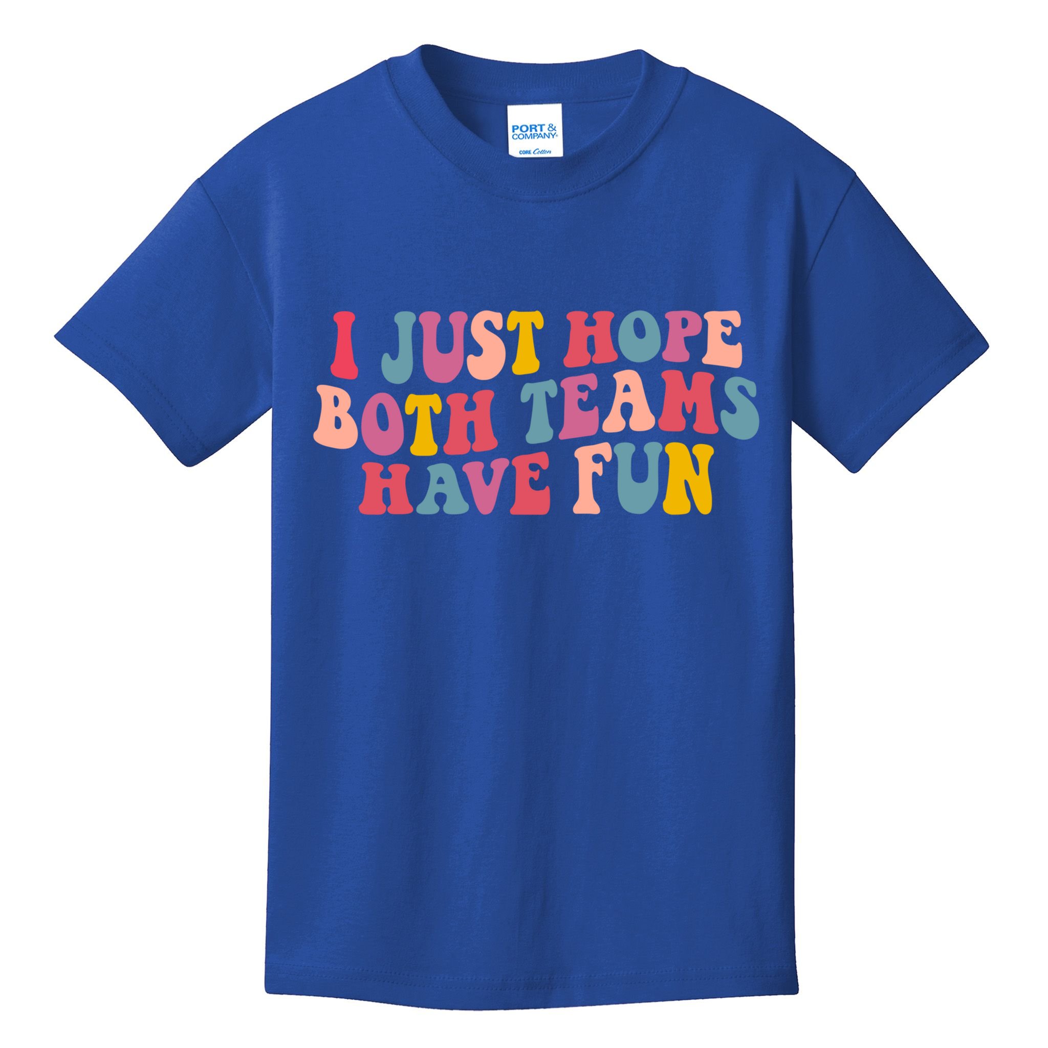 I Just Hope Both Teams Have Fun Groovy Football Gift Kids T-Shirt