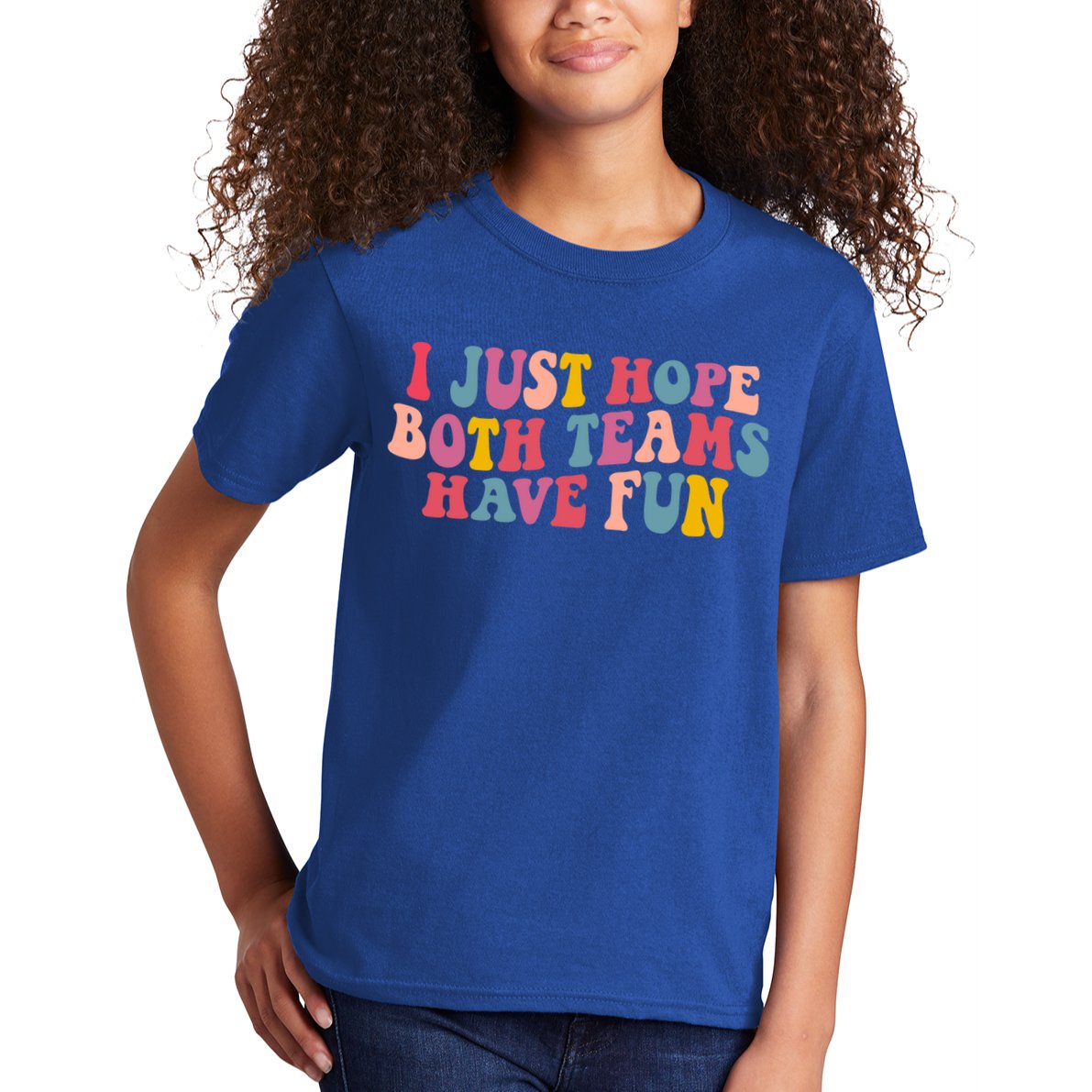 I Just Hope Both Teams Have Fun Groovy Football Gift Kids T-Shirt