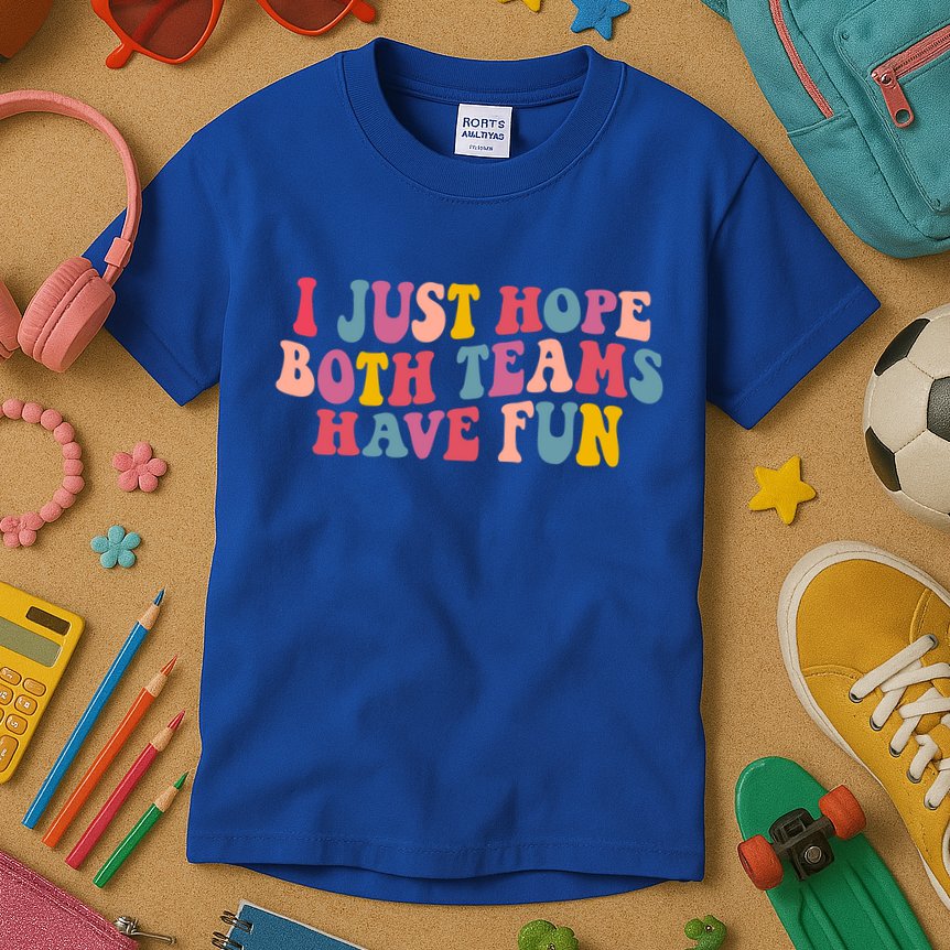 I Just Hope Both Teams Have Fun Groovy Football Gift Kids T-Shirt