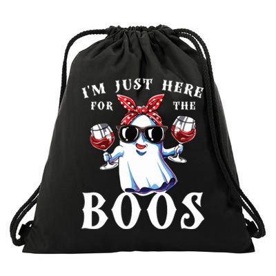 IM Just Here For The Boos Funny Drinking Halloween Costume Drawstring Bag