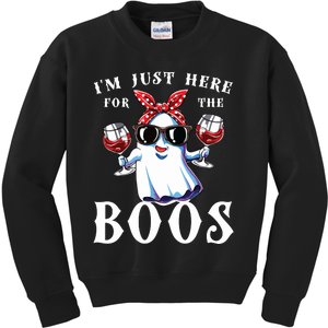 IM Just Here For The Boos Funny Drinking Halloween Costume Kids Sweatshirt