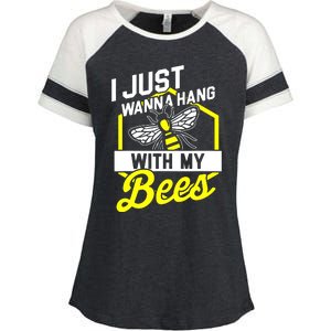 I Just Hang With My Bees Enza Ladies Jersey Colorblock Tee