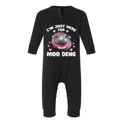 IM Just Here For Moo Deng Cute Baby Hippo Bouncy Souvenir Infant Fleece One Piece